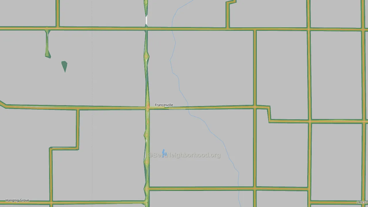 Francesville, IN Map of Noise Levels in Francesville