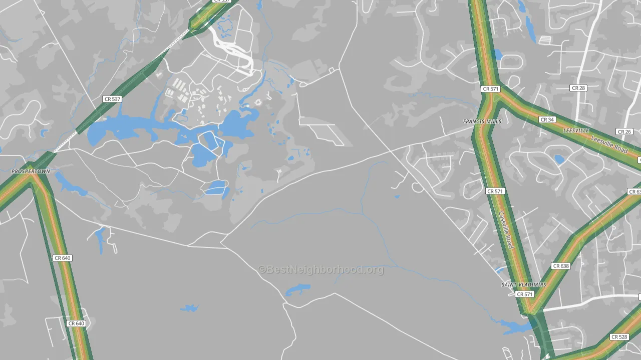 Francis Mills, NJ Map of Noise Levels in Francis Mills