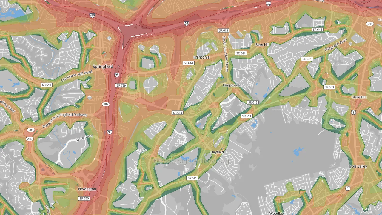Franconia, VA Map of Noise Levels in Franconia