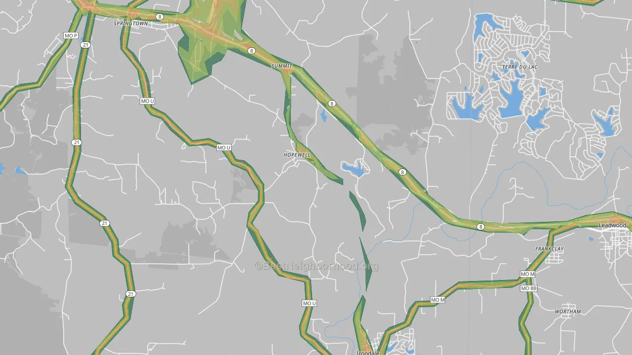 Frankclay, MO Map of Noise Levels in Frankclay