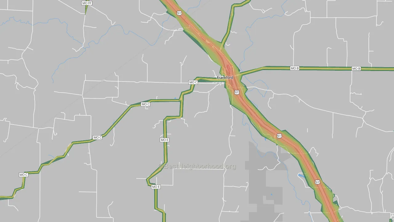 Frankford, MO Map of Noise Levels in Frankford