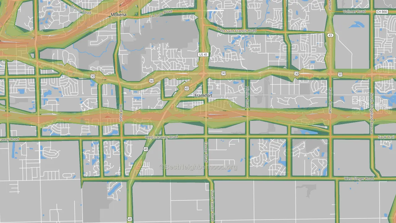 Frankfort, IL Map of Noise Levels in Frankfort