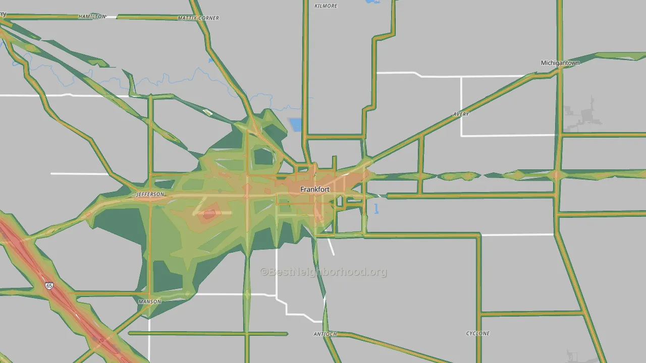 Frankfort, IN Map of Noise Levels in Frankfort
