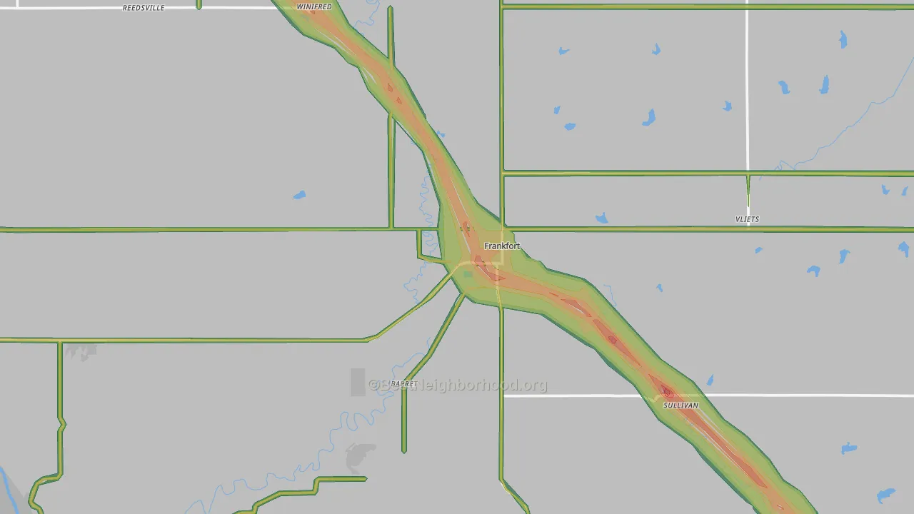 Frankfort, KS Map of Noise Levels in Frankfort