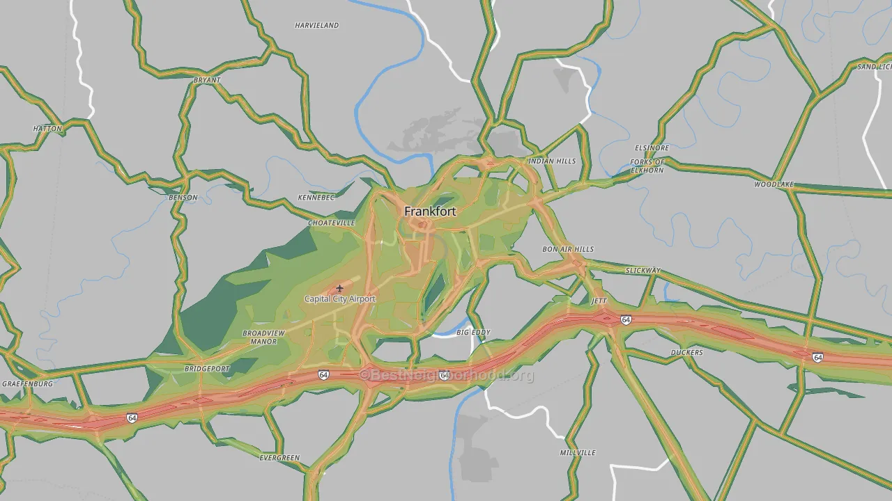 Frankfort, KY Map of Noise Levels in Frankfort
