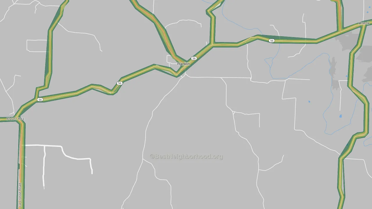 Franklin, AR Map of Noise Levels in Franklin