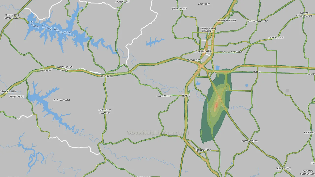 Franklin County, AL Map of Noise Levels in Franklin County