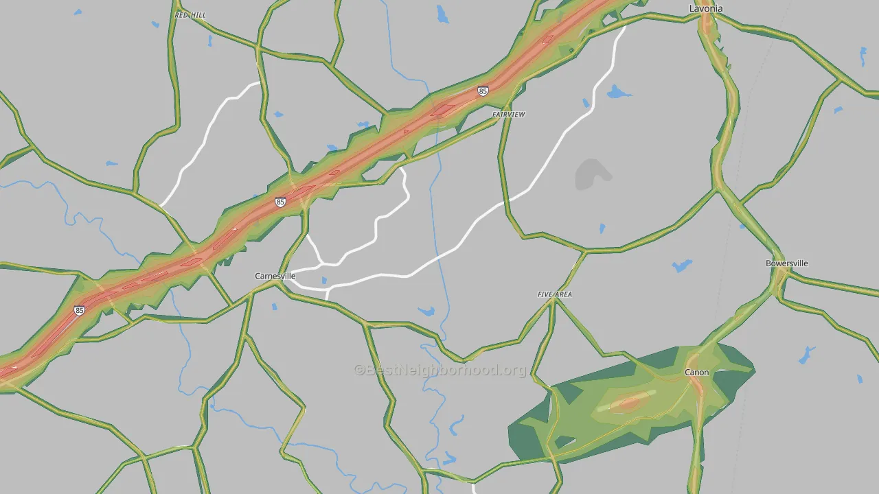Franklin County, GA Map of Noise Levels in Franklin County