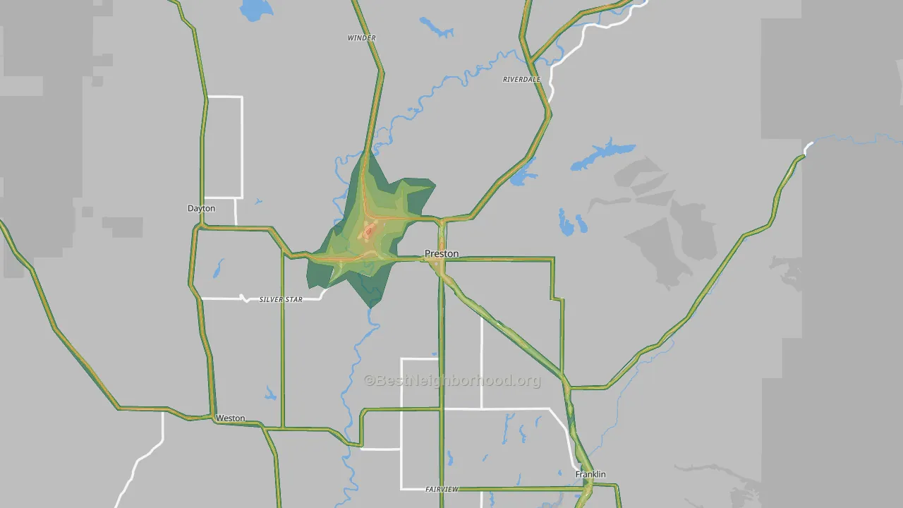 Franklin County, ID Map of Noise Levels in Franklin County