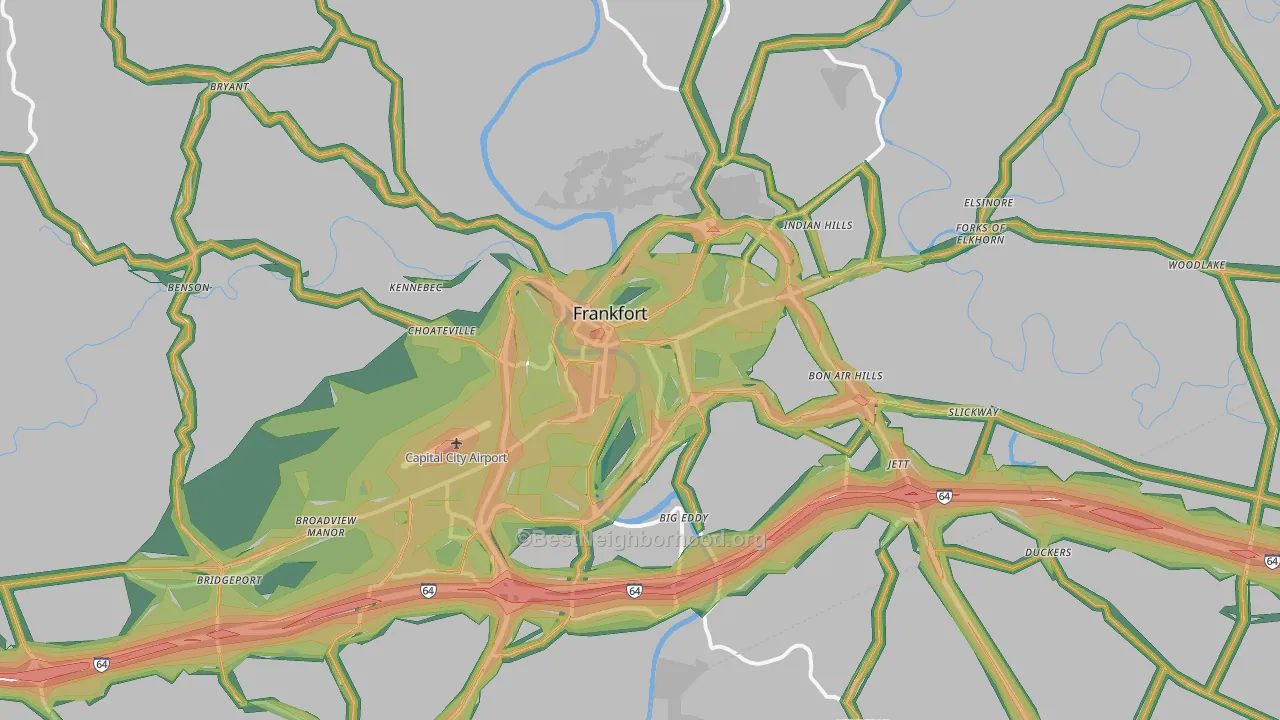 Franklin County, KY Map of Noise Levels in Franklin County