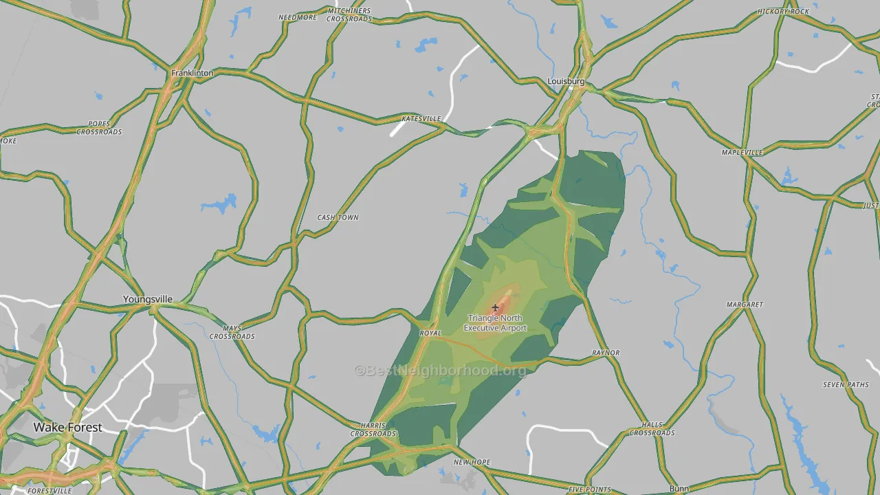 Franklin County, NC Map of Noise Levels in Franklin County