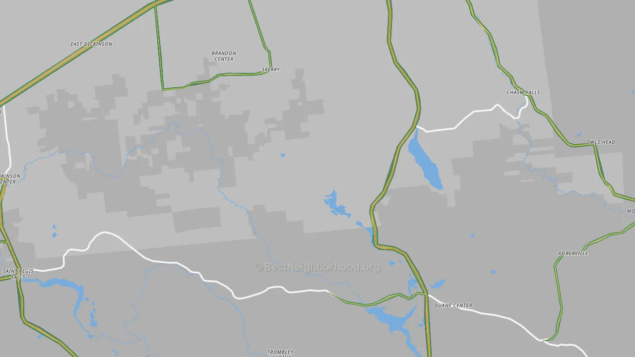 Franklin County, NY Map of Noise Levels in Franklin County