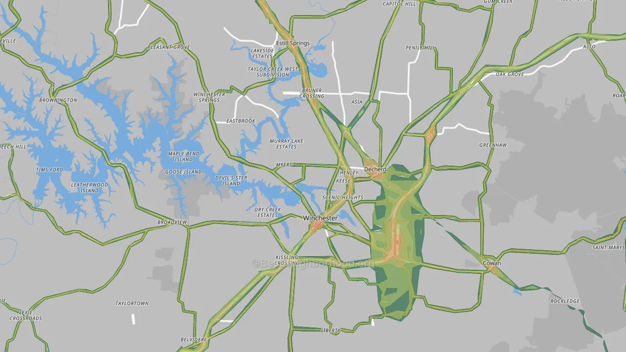 Franklin County, TN Map of Noise Levels in Franklin County