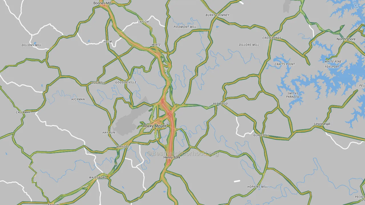 Franklin County, VA Map of Noise Levels in Franklin County