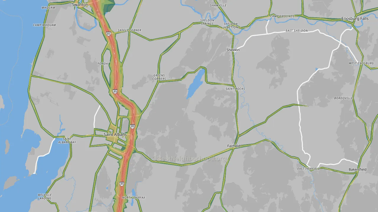 Franklin County, VT Map of Noise Levels in Franklin County
