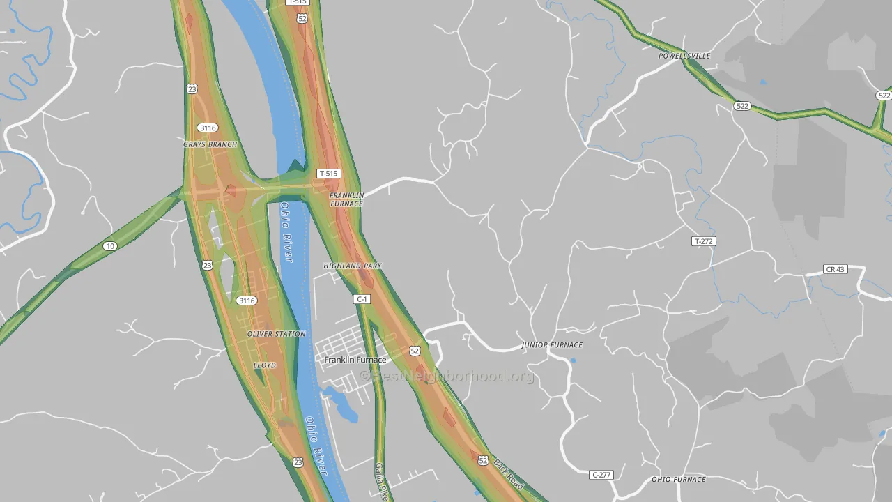 Franklin Furnace, OH Map of Noise Levels in Franklin Furnace
