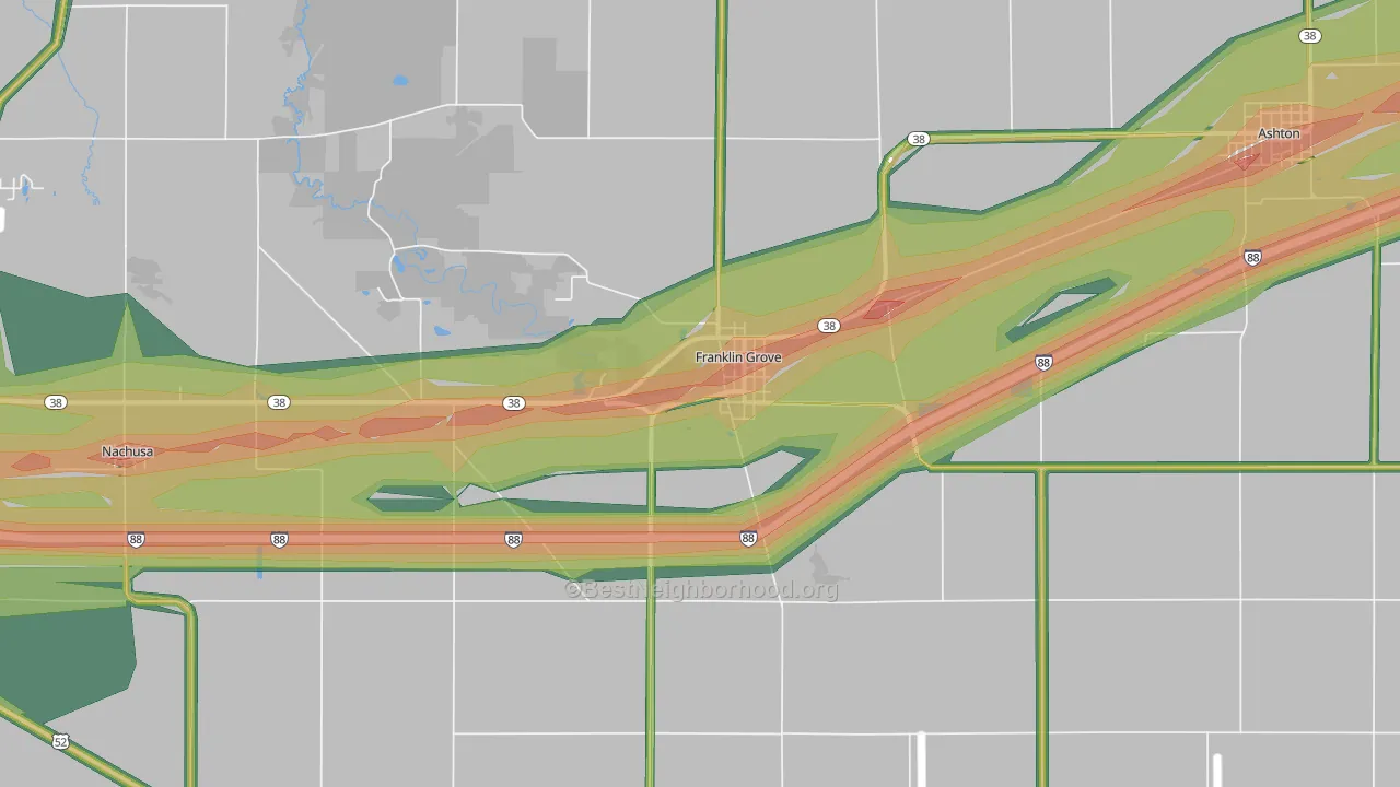 Franklin Grove, IL Map of Noise Levels in Franklin Grove