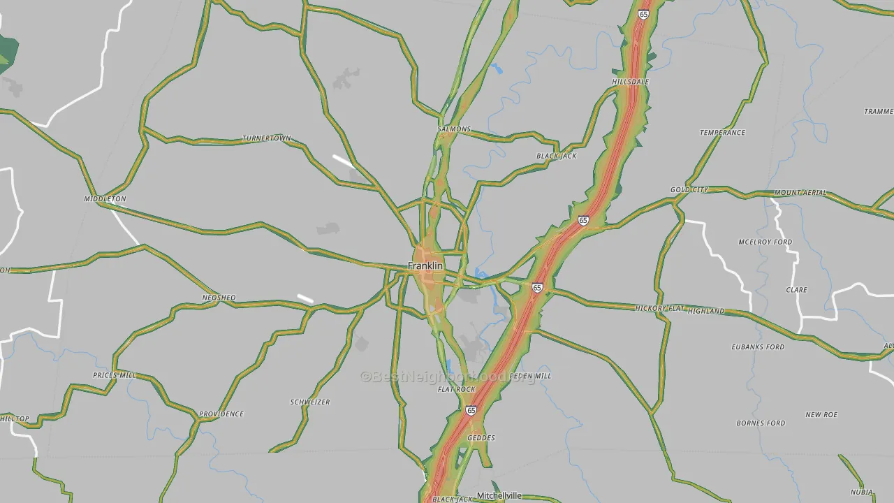 Franklin, KY Map of Noise Levels in Franklin
