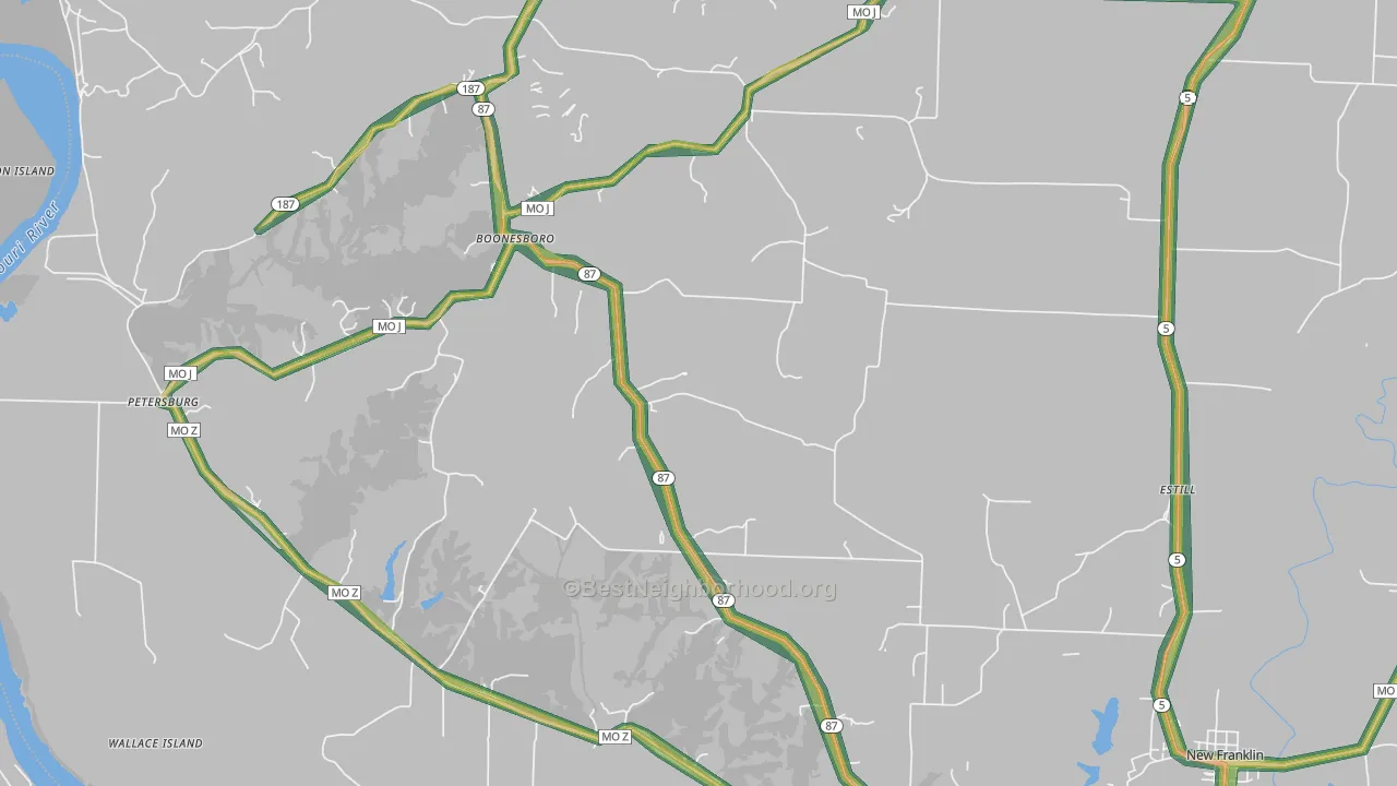 Franklin, MO Map of Noise Levels in Franklin
