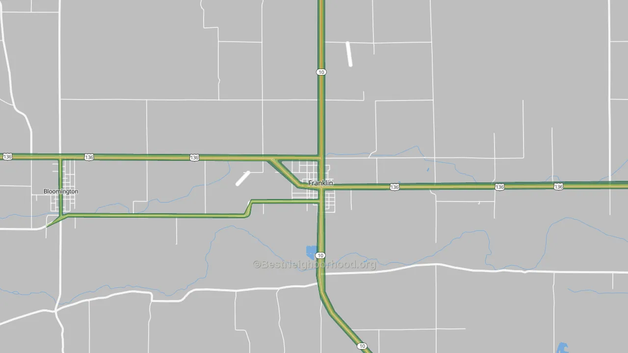 Franklin, NE Map of Noise Levels in Franklin