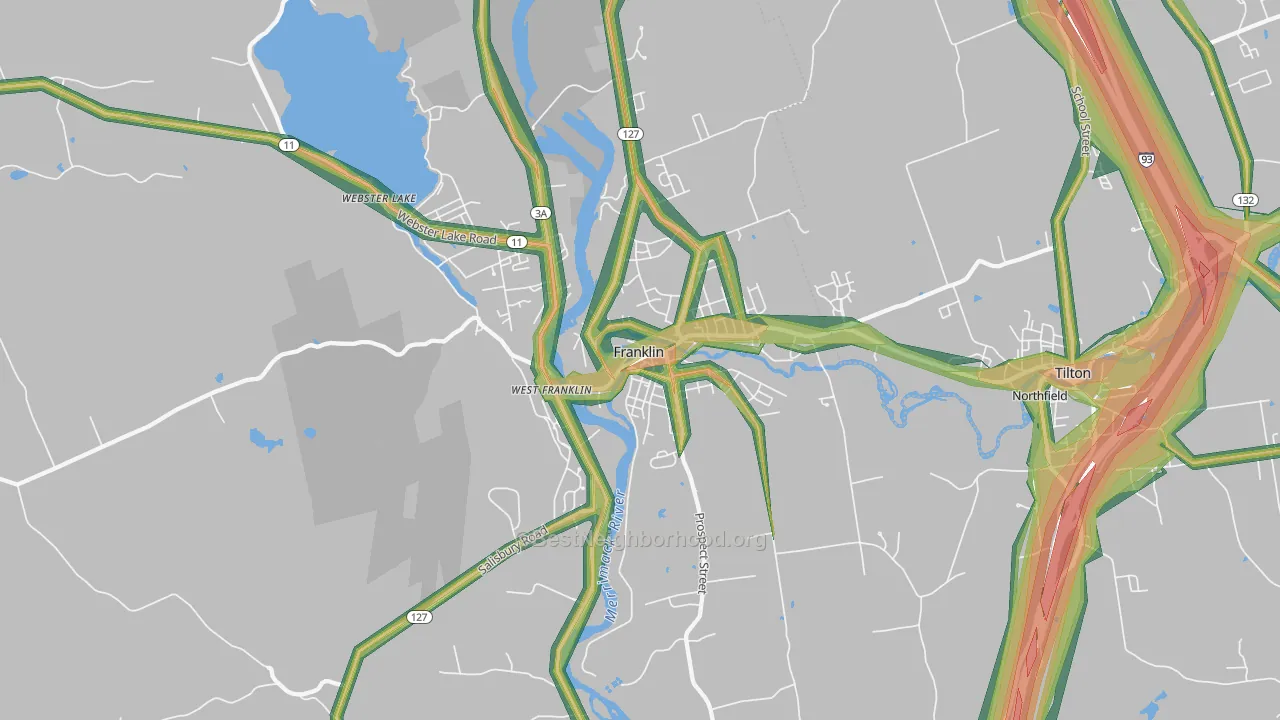 Franklin, NH Map of Noise Levels in Franklin