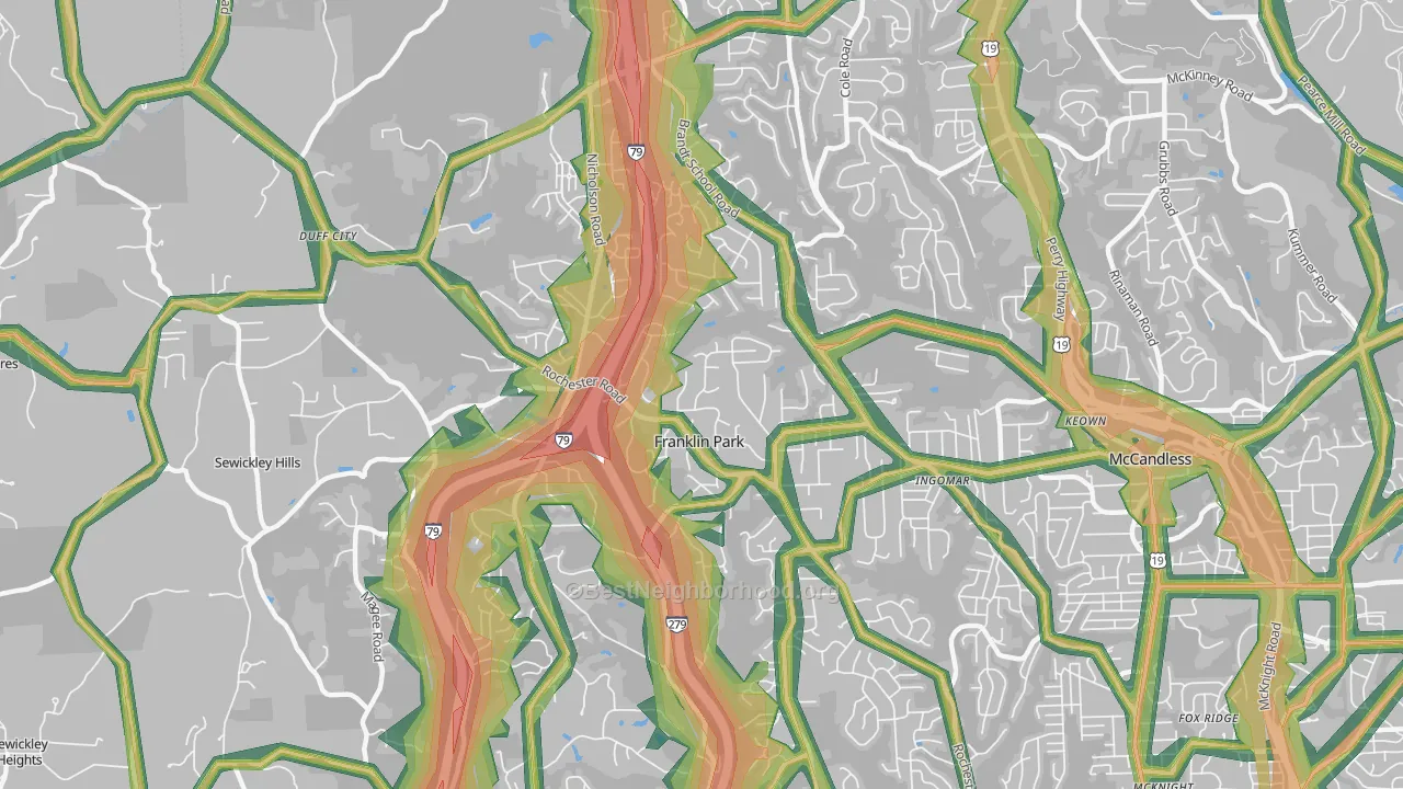 Franklin Park, PA Map of Noise Levels in Franklin Park