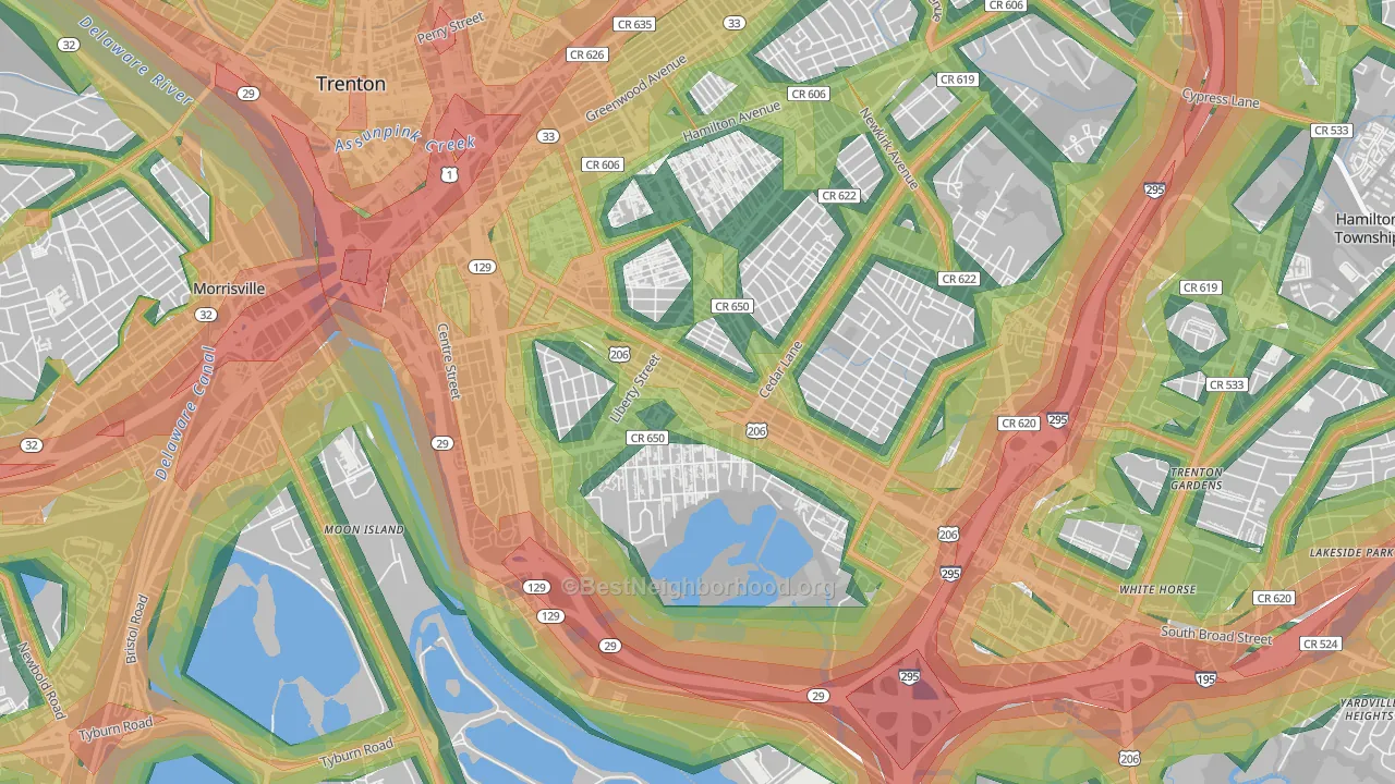 Franklin Park, Trenton, NJ Map of Noise Levels in Franklin Park
