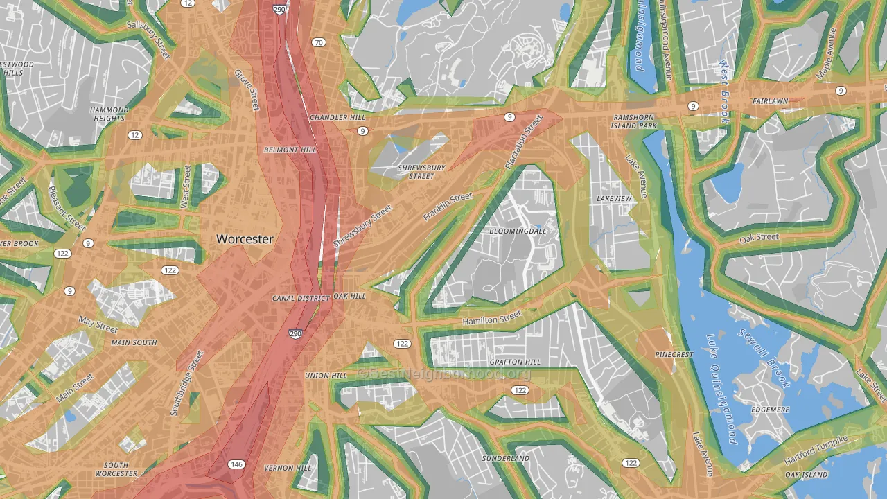 Franklin Plantation, Worcester, MA Map of Noise Levels in Franklin Plantation
