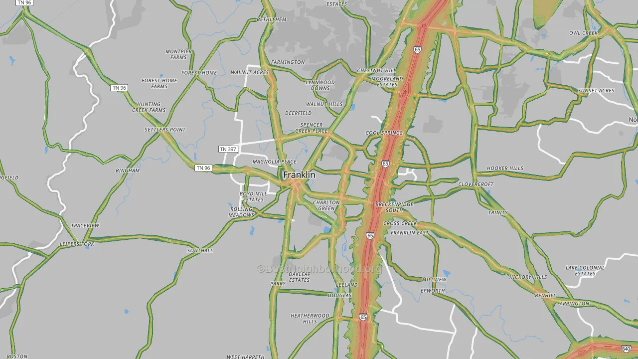 Franklin, TN Map of Noise Levels in Franklin