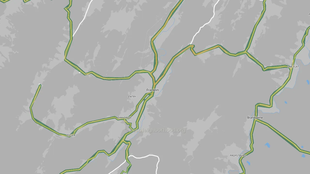Franklin, WV Map of Noise Levels in Franklin