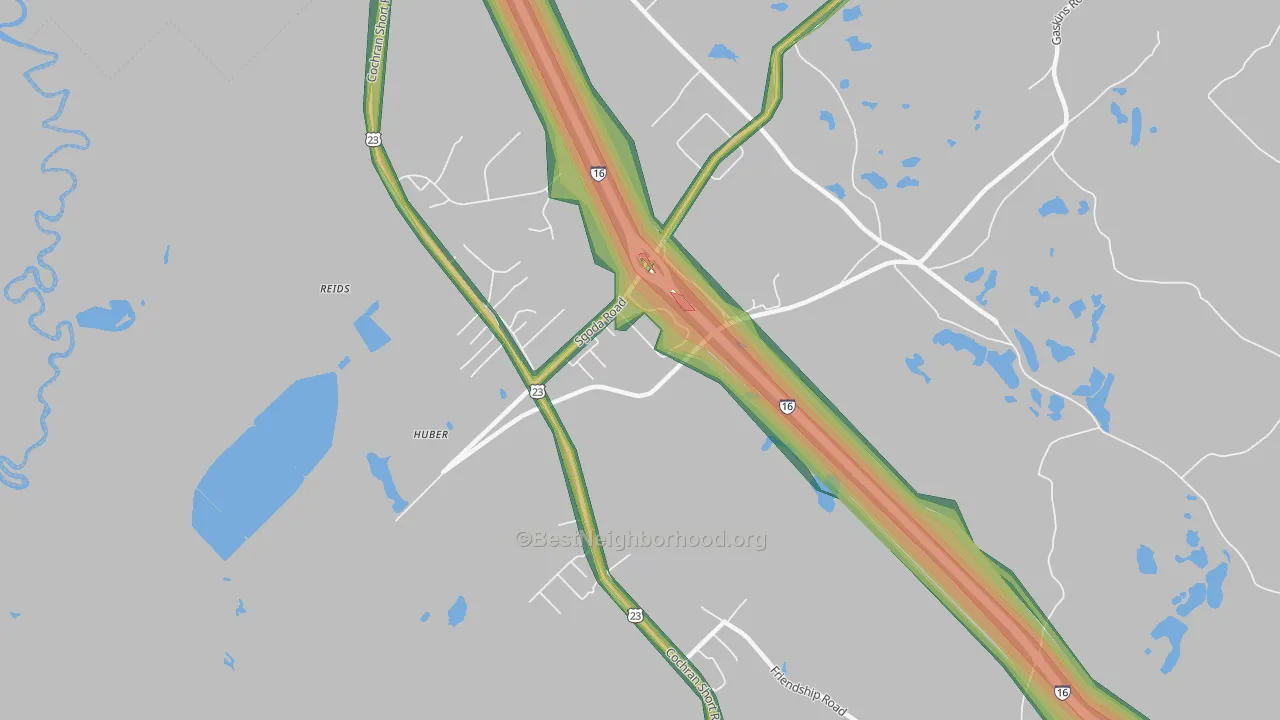 Franklinton, GA Map of Noise Levels in Franklinton