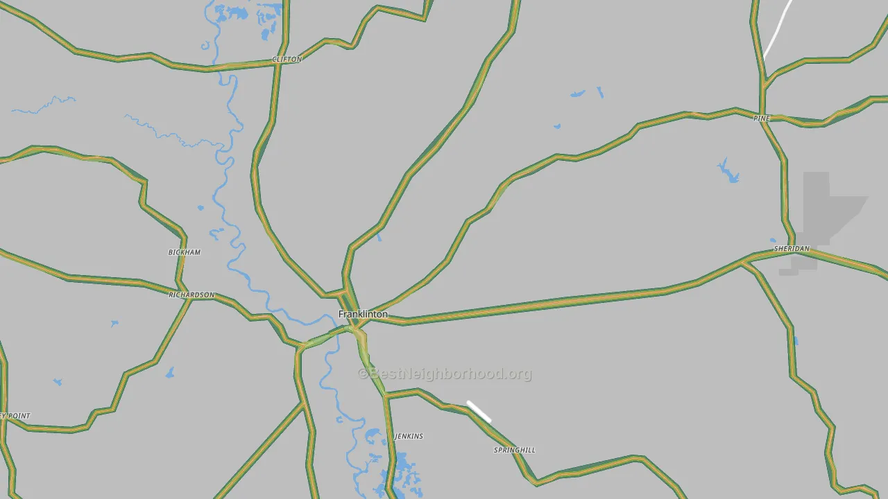 Franklinton, LA Map of Noise Levels in Franklinton