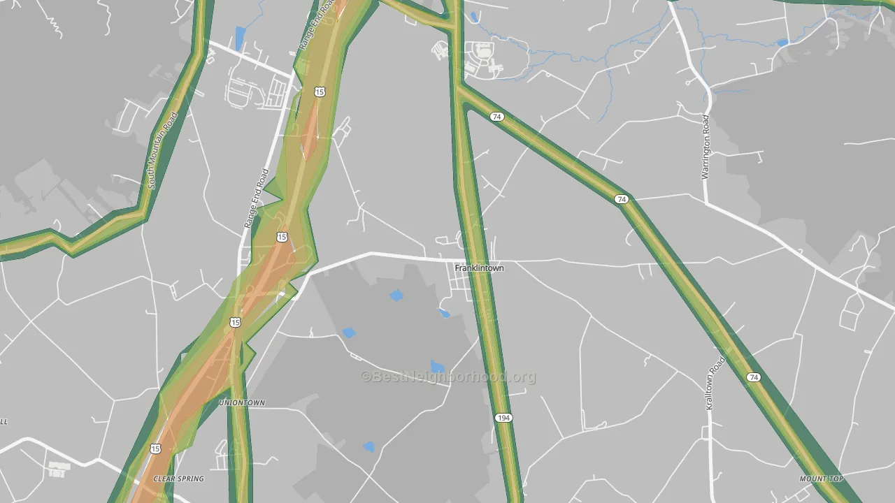 Franklintown, PA Map of Noise Levels in Franklintown