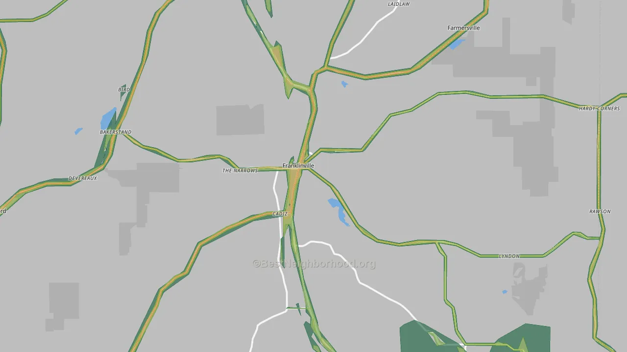 Franklinville, NY Map of Noise Levels in Franklinville