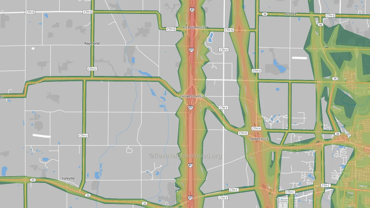 Franksville, WI Map of Noise Levels in Franksville