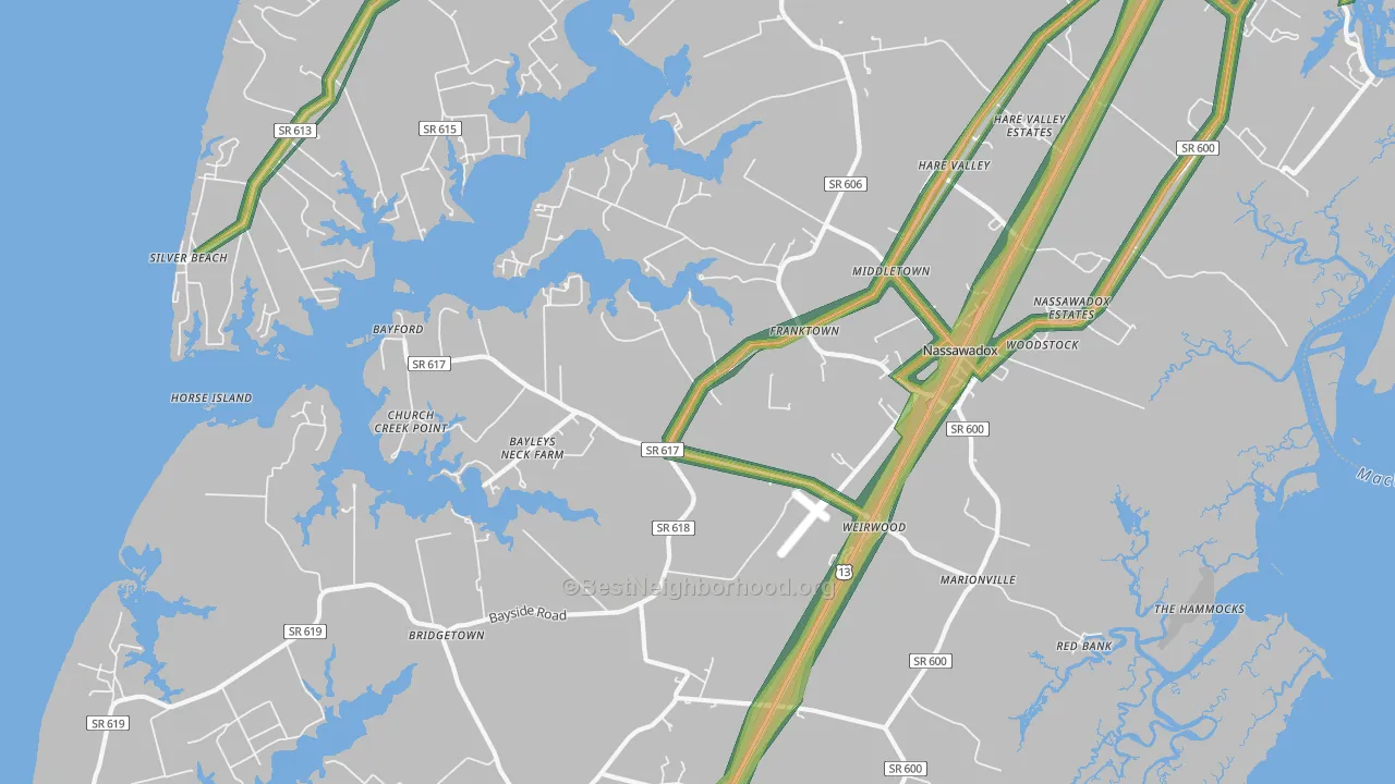 Franktown, VA Map of Noise Levels in Franktown