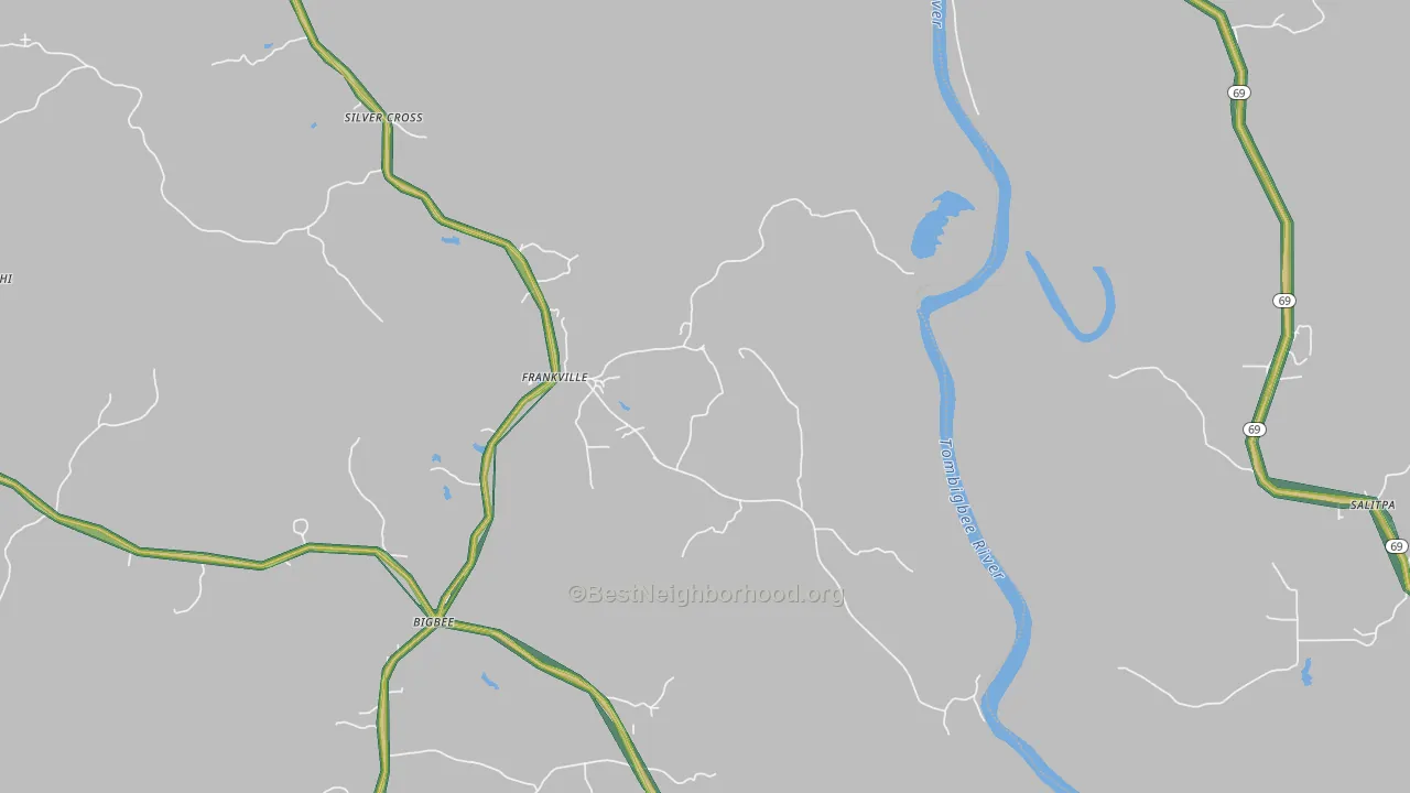 Frankville, AL Map of Noise Levels in Frankville