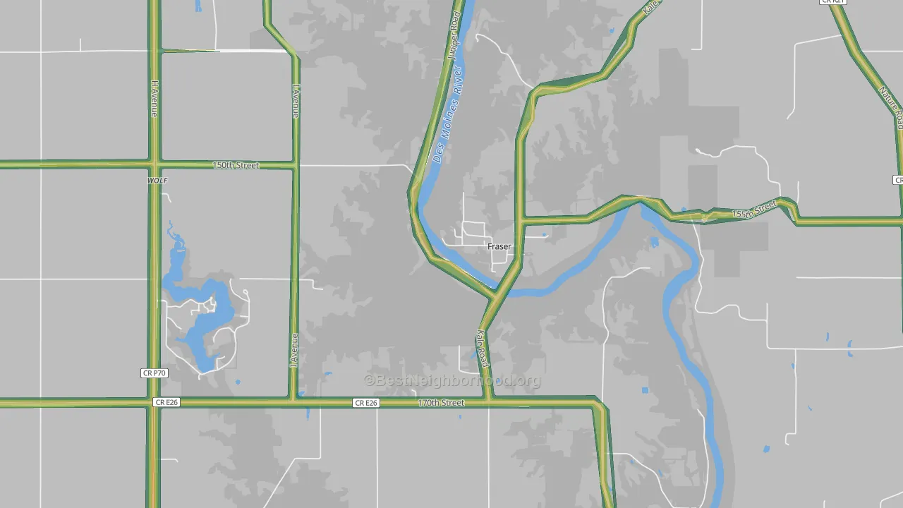 Fraser, IA Map of Noise Levels in Fraser