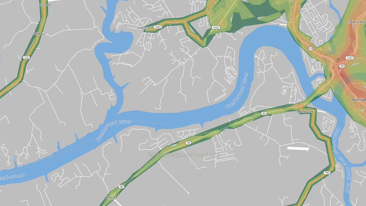 Frazer, KY Map of Noise Levels in Frazer