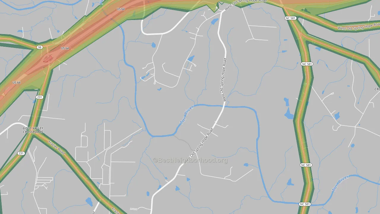 Frazier Crossroads, NC Map of Noise Levels in Frazier Crossroads