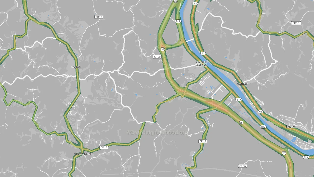 Fraziers Bottom, WV Map of Noise Levels in Fraziers Bottom