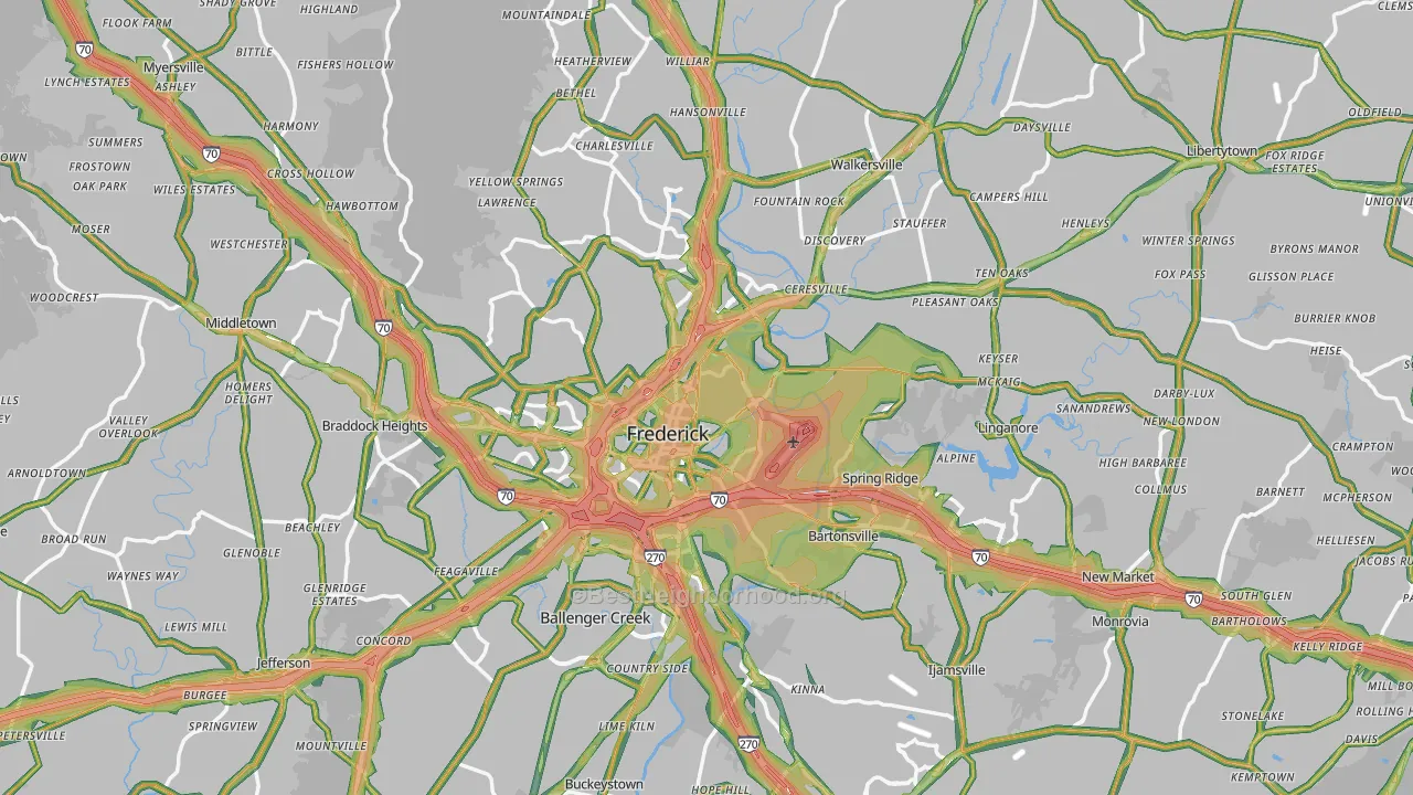 Frederick County, MD Map of Noise Levels in Frederick County