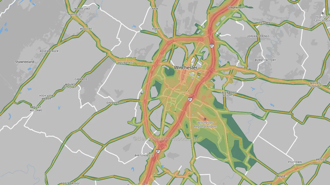 Frederick County, VA Map of Noise Levels in Frederick County