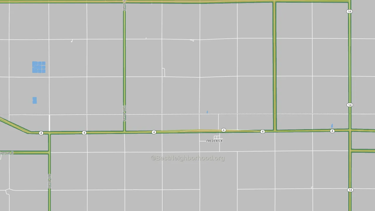 Frederick, KS Map of Noise Levels in Frederick