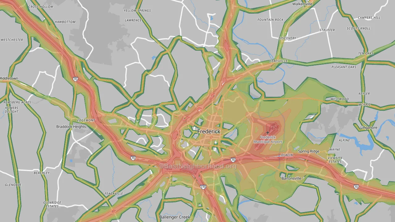 Frederick, MD Map of Noise Levels in Frederick