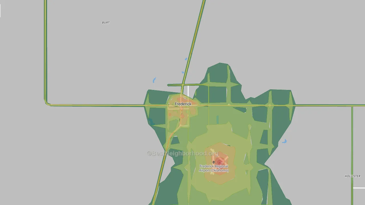 Frederick, OK Map of Noise Levels in Frederick