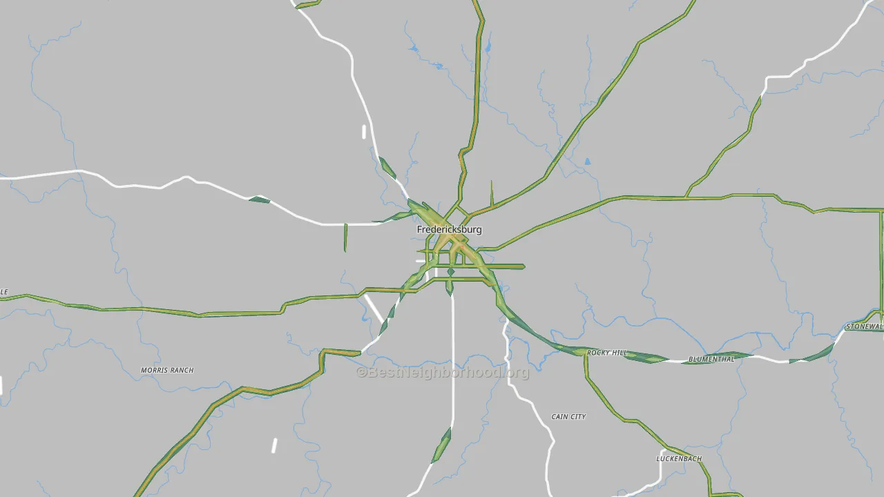Fredericksburg, TX Map of Noise Levels in Fredericksburg