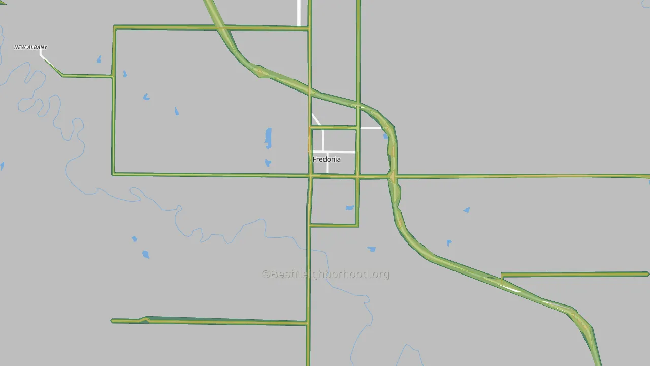 Fredonia, KS Map of Noise Levels in Fredonia