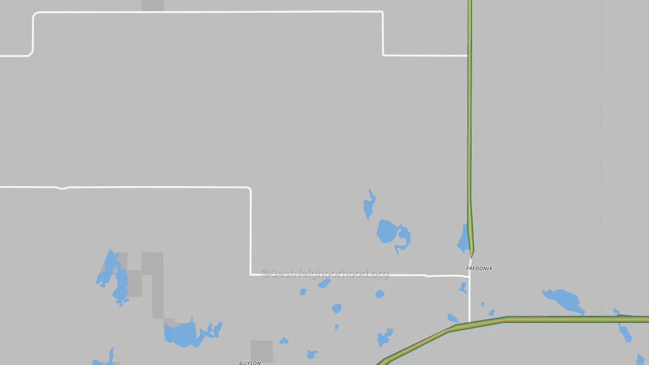 Fredonia, ND Map of Noise Levels in Fredonia