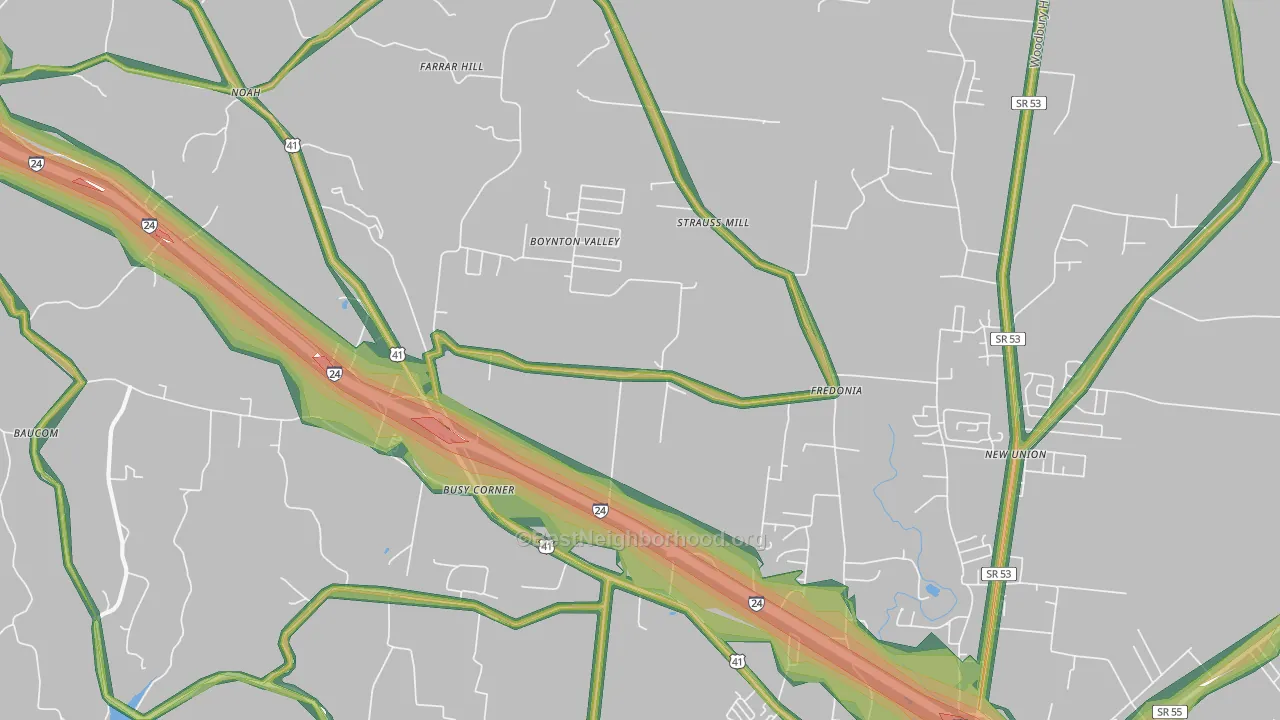 Fredonia, TN Map of Noise Levels in Fredonia